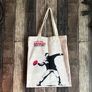 Banksy Canvas Tote Bag - Black and Red